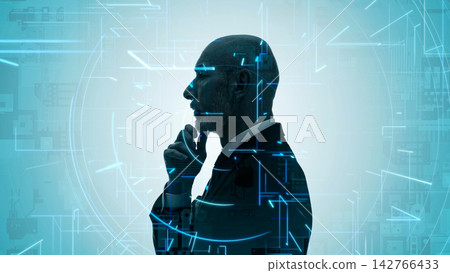 有思想的人與數位科技概念 142766433