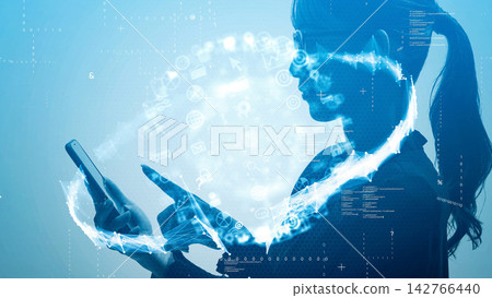 Woman using smartphone and digital technology concept Woman using smartphone and digital technology concept 142766440