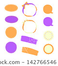 Halloween-colored hand-drawn frame, icon, and speech bubble set 142766546