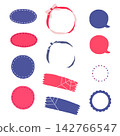 Colorful hand-drawn frame, icon, and speech bubble set 142766547