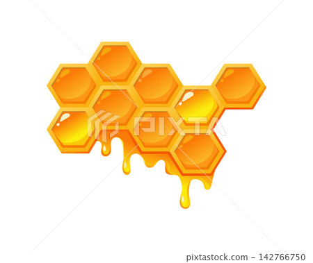 Golden Honeycomb Cluster with Dripping Honey in Hexagonal Geometric Arrangement Golden Honeycomb Cluster with Dripping Honey in Hexagonal Geometric Arrangement 142766750