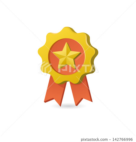 Gold Star Medal with Red Ribbons Symbolizing Achievement and Recognition Gold Star Medal with Red Ribbons Symbolizing Achievement and Recognition 142766996