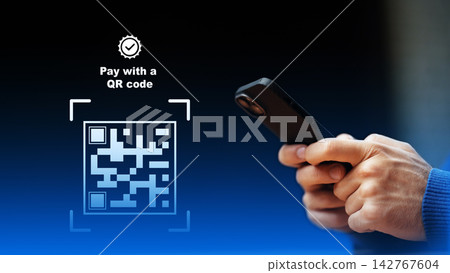 Online payment process using a smartphone to scan a QR code for a transaction Online payment process using a smartphone to scan a QR code for a transaction 142767604