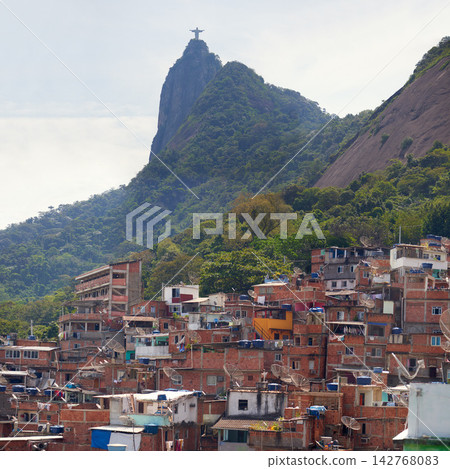 Houses, city and architecture with infrastructure on hill for poverty, population and neighbourhood development in Brazil. Building, poor and urban cityscape in Sao Paulo settlement for inequality Houses, city and architecture with infrastructure on hill for poverty, population and neighbourhood development in Brazil. Building, poor and urban cityscape in Sao Paulo settlement for inequality 142768083