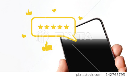 Rating system for mobile applications with five stars and user reactions 142768795