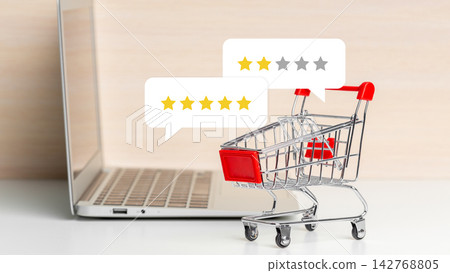 Online shopping cart showing star ratings for products 142768805