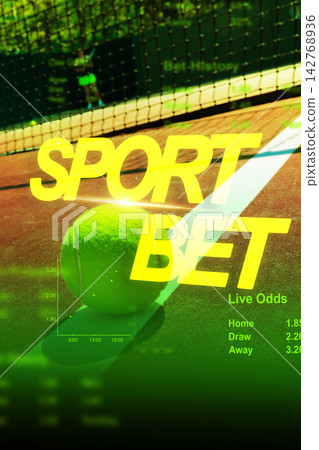 Sport bet odds on tennis match with ball on court in daylight Sport bet odds on tennis match with ball on court in daylight 142768936
