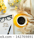 Notebook with create the life you want message inspiring new beginnings  142769891