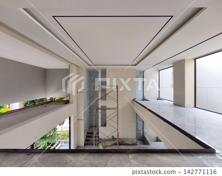 Top angle view of indoor void in modern house Top angle view of indoor void in modern house 142771116