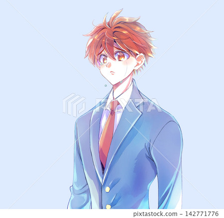 A male student in a blazer, in tears. A male student in a blazer, in tears. 142771776