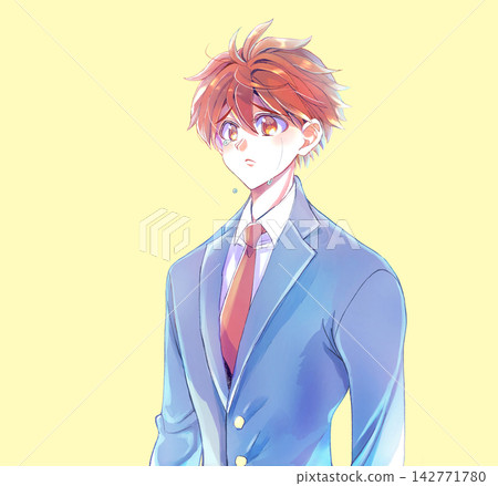 A male student in a blazer, in tears. A male student in a blazer, in tears. 142771780
