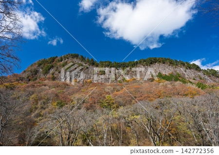 The autumn leaves are at their peak at Byobu-iwa Park in Soni Village, Nara Prefecture. The autumn leaves are at their peak at Byobu-iwa Park in Soni Village, Nara Prefecture. 142772356