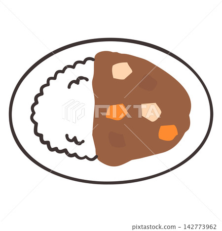 Illustration of curry rice served on a plate Illustration of curry rice served on a plate 142773962