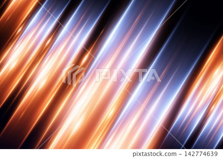 Glowing light lines forming a dynamic diagonal pattern on a dark background Glowing light lines forming a dynamic diagonal pattern on a dark background 142774639