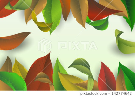 Autumn leaves forming a vibrant decorative border with copy space for seasonal content 142774642