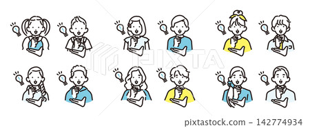 Simple Illustrations: A set of vector icons of boys and girls of various ages clapping their hands in inspiration. Simple Illustrations: A set of vector icons of boys and girls of various ages clapping their hands in inspiration. 142774934