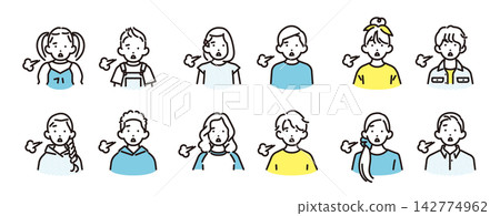 Simple illustration set of icons of boys and girls of various ages sighing (vector illustration) Simple illustration set of icons of boys and girls of various ages sighing (vector illustration) 142774962