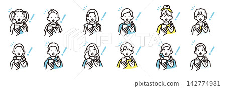 Simple illustrations: A set of vector icons of boys and girls of various ages happily looking at smartphones. Simple illustrations: A set of vector icons of boys and girls of various ages happily looking at smartphones. 142774981