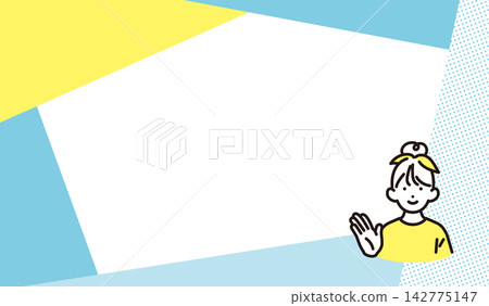 簡單插圖:一位面帶微笑的小學生女孩正在指路和自我介紹(向量圖) 簡單插圖:一位面帶微笑的小學生女孩正在指路和自我介紹(向量圖) 142775147