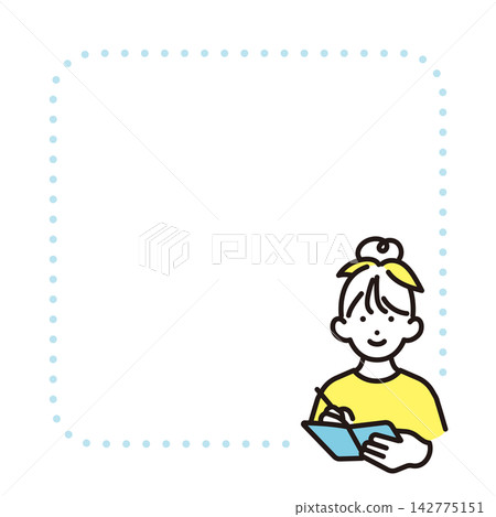 Simple illustration: Elementary school girl taking notes (vector illustration) Simple illustration: Elementary school girl taking notes (vector illustration) 142775151