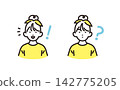 Simple illustrations: Two types of illustrations of girls representing awareness and unresolved questions (vector illustrations) Simple illustrations: Two types of illustrations of girls representing awareness and unresolved questions (vector illustrations) 142775205