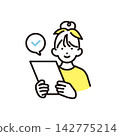 Simple illustration: A young elementary school girl checking the contents of a document. Vector illustration. Simple illustration: A young elementary school girl checking the contents of a document. Vector illustration. 142775214