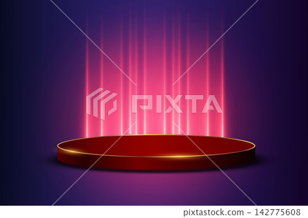 Empty round platform for product display or award ceremony on dark background 142775608