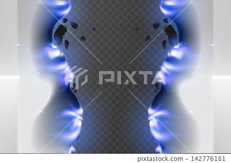 Flowing blue and purple energy creating an abstract transparent frame with dissolving effects Flowing blue and purple energy creating an abstract transparent frame with dissolving effects 142776181