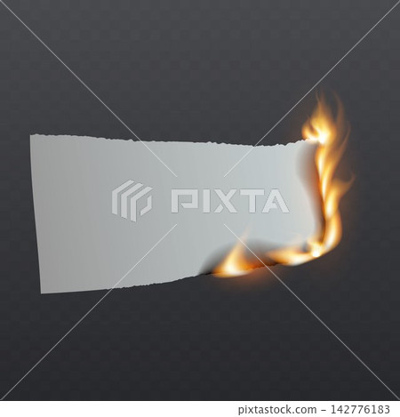 White paper burning with fire against a transparent background White paper burning with fire against a transparent background 142776183