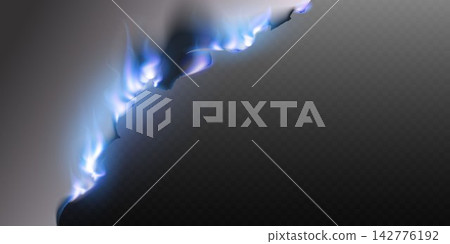 Blue flame effect burning the edge of paper, ideal for overlays and abstract concepts Blue flame effect burning the edge of paper, ideal for overlays and abstract concepts 142776192