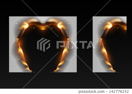 Paper burning, forming a heart shape, symbolizing passion, destruction, or love ending Paper burning, forming a heart shape, symbolizing passion, destruction, or love ending 142776252