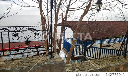 Terrace by the sea - Nessebar, autumn nature, sea horizon Terrace by the sea - Nessebar, autumn nature, sea horizon 142776941