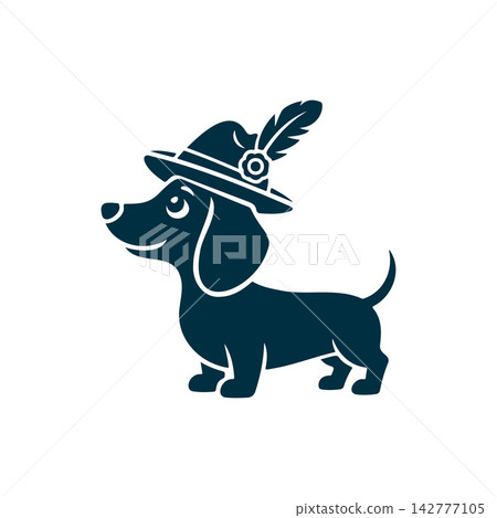 Cute dachshund dog wearing traditional bavarian hat Cute dachshund dog wearing traditional bavarian hat 142777105