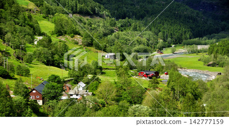 a small village in the mountain village 142777159