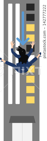An illustration of a businesswoman who has failed at her job (falling). An illustration of a businesswoman who has failed at her job (falling). 142777222