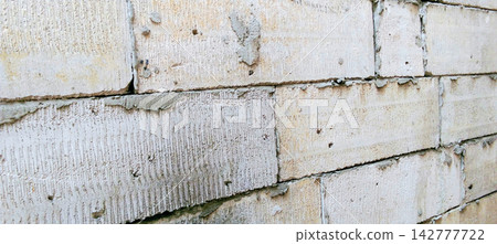 White Aerated Autoclaved Concrete Block Wall Background White Aerated Autoclaved Concrete Block Wall Background 142777722