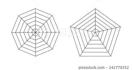 Diagram for statistic, analytics. Blank radar chart, eight and five equal parts. Spider, radar diagram. Octagon, pentagon graphs templates. Spider mesh. Flat grid 8 and 5 segments. Coaching tool Diagram for statistic, analytics. Blank radar chart, eight and five equal parts. Spider, radar diagram. Octagon, pentagon graphs templates. Spider mesh. Flat grid 8 and 5 segments. Coaching tool 142778352