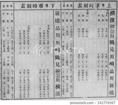 1872 Railway Timetable and Fare List for the Shinagawa-Yokohama Line 1872 Railway Timetable and Fare List for the Shinagawa-Yokohama Line 142778367