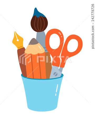 Art tools cup. Vector illustration. Art tools cup. Vector illustration. 142778726