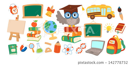 School icon set. Vector illustration. School icon set. Vector illustration. 142778732