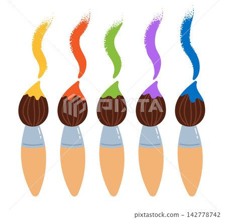 Colorful paintbrush set. Vector illustration. Colorful paintbrush set. Vector illustration. 142778742