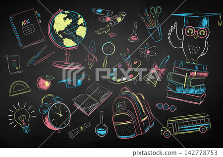 Education Chalk Doodle Collection Education Chalk Doodle Collection 142778753