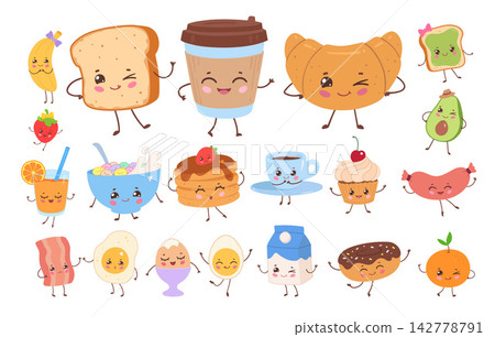 Cute Breakfast Food Set Cute Breakfast Food Set 142778791