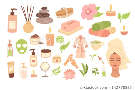 Spa wellness objects set Vector Illustration Spa wellness objects set Vector Illustration 142778885