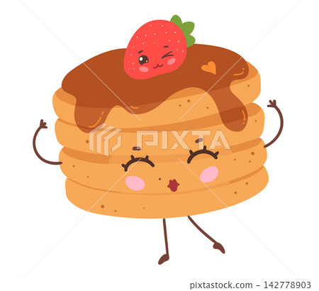 Cute Pancakes Character Vector Illustration Cute Pancakes Character Vector Illustration 142778903