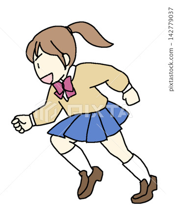 跑步女學生的插圖 跑步女學生的插圖 142779037