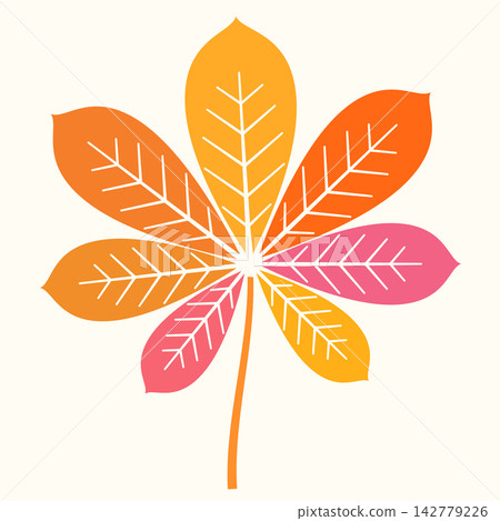 Colorful chestnut autumn leaf vector illustration, Simple icon for fall designs, greeting cards and journaling Colorful chestnut autumn leaf vector illustration, Simple icon for fall designs, greeting cards and journaling 142779226
