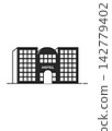 Modern Black and White Minimalist Hotel Building Icon Design 142779402