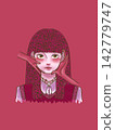 Girl with a rose, red 142779747