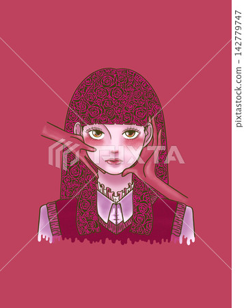 Girl with a rose, red Girl with a rose, red 142779747